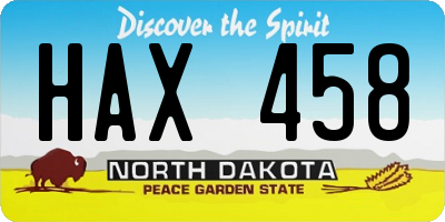 ND license plate HAX458