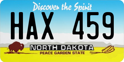 ND license plate HAX459