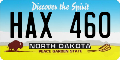 ND license plate HAX460