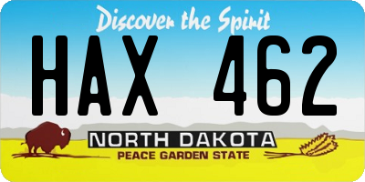 ND license plate HAX462