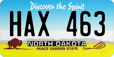 ND license plate HAX463