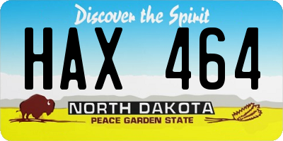 ND license plate HAX464