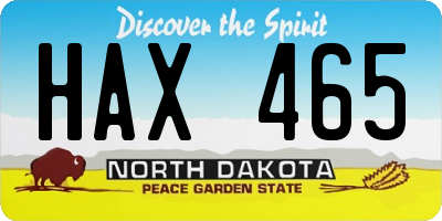 ND license plate HAX465