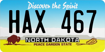 ND license plate HAX467