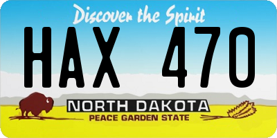 ND license plate HAX470