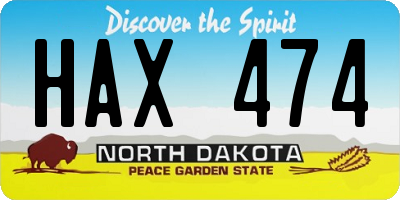 ND license plate HAX474