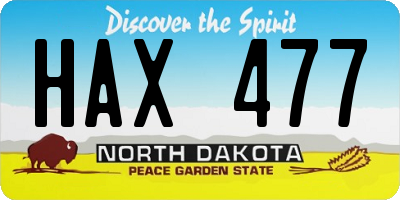 ND license plate HAX477