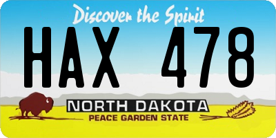 ND license plate HAX478