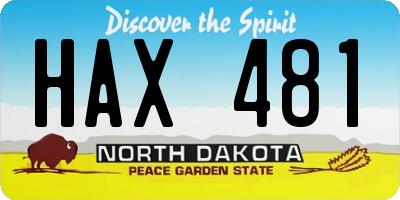ND license plate HAX481