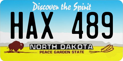 ND license plate HAX489