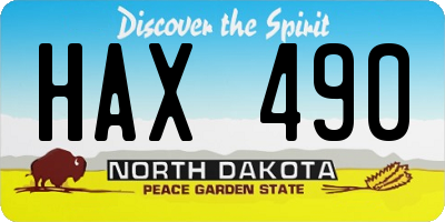 ND license plate HAX490