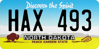 ND license plate HAX493