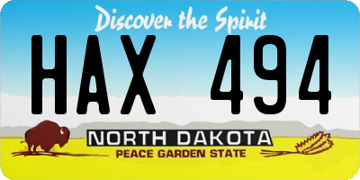 ND license plate HAX494