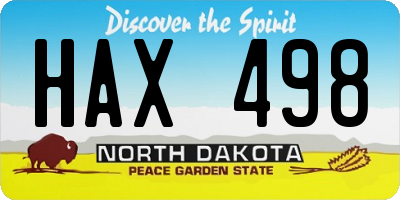 ND license plate HAX498