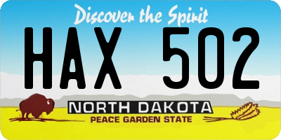 ND license plate HAX502