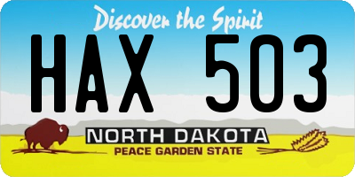 ND license plate HAX503