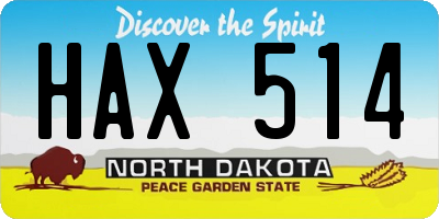 ND license plate HAX514