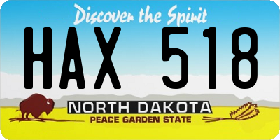 ND license plate HAX518