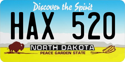 ND license plate HAX520