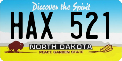 ND license plate HAX521