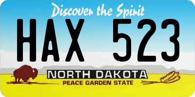 ND license plate HAX523