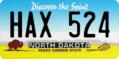 ND license plate HAX524