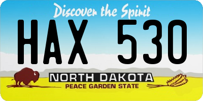 ND license plate HAX530