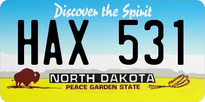 ND license plate HAX531