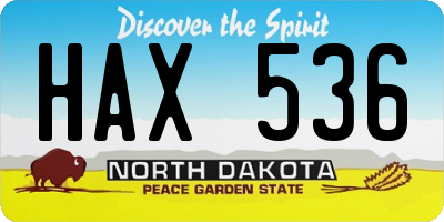 ND license plate HAX536