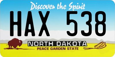 ND license plate HAX538