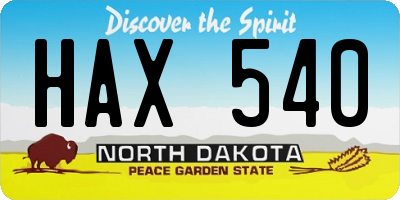 ND license plate HAX540