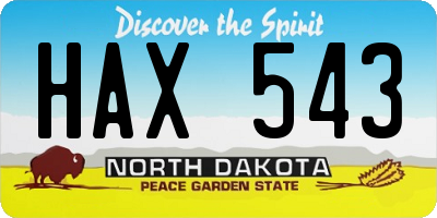 ND license plate HAX543