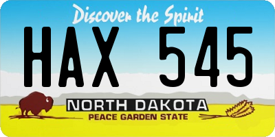 ND license plate HAX545