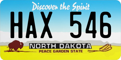 ND license plate HAX546