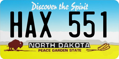 ND license plate HAX551