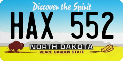 ND license plate HAX552