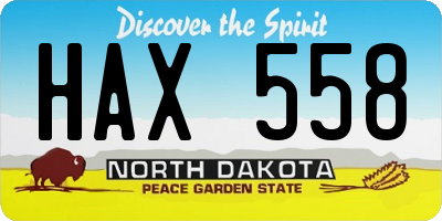 ND license plate HAX558