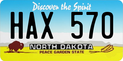 ND license plate HAX570