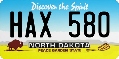 ND license plate HAX580