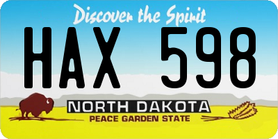 ND license plate HAX598