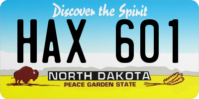 ND license plate HAX601