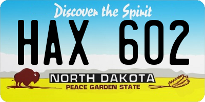 ND license plate HAX602