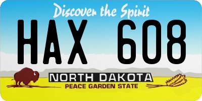 ND license plate HAX608