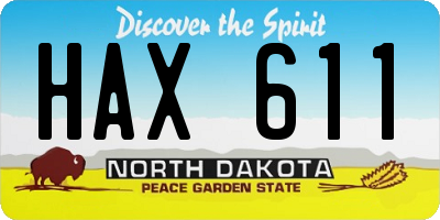 ND license plate HAX611