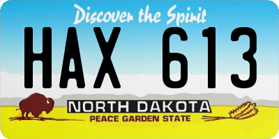 ND license plate HAX613