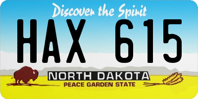 ND license plate HAX615