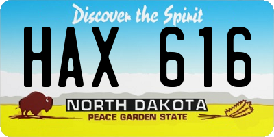 ND license plate HAX616