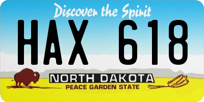 ND license plate HAX618