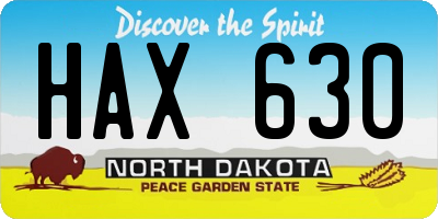 ND license plate HAX630