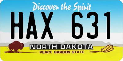 ND license plate HAX631